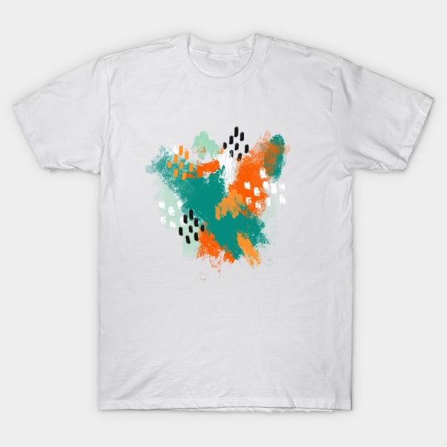 Grunge Brush Strokes in Orange + Teal T-Shirt by latheandquill